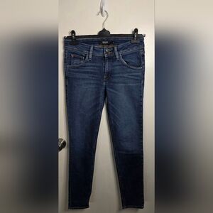 Hudson Jeans Collin Miss Rise Skinny Dark Blue Denim with Flap Pockets
